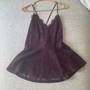Express Purple Lace Flared Top Size M